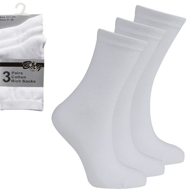 Picture of 42B399 BAY6- 3 PACK COTTON RICH SOCKS WHITE